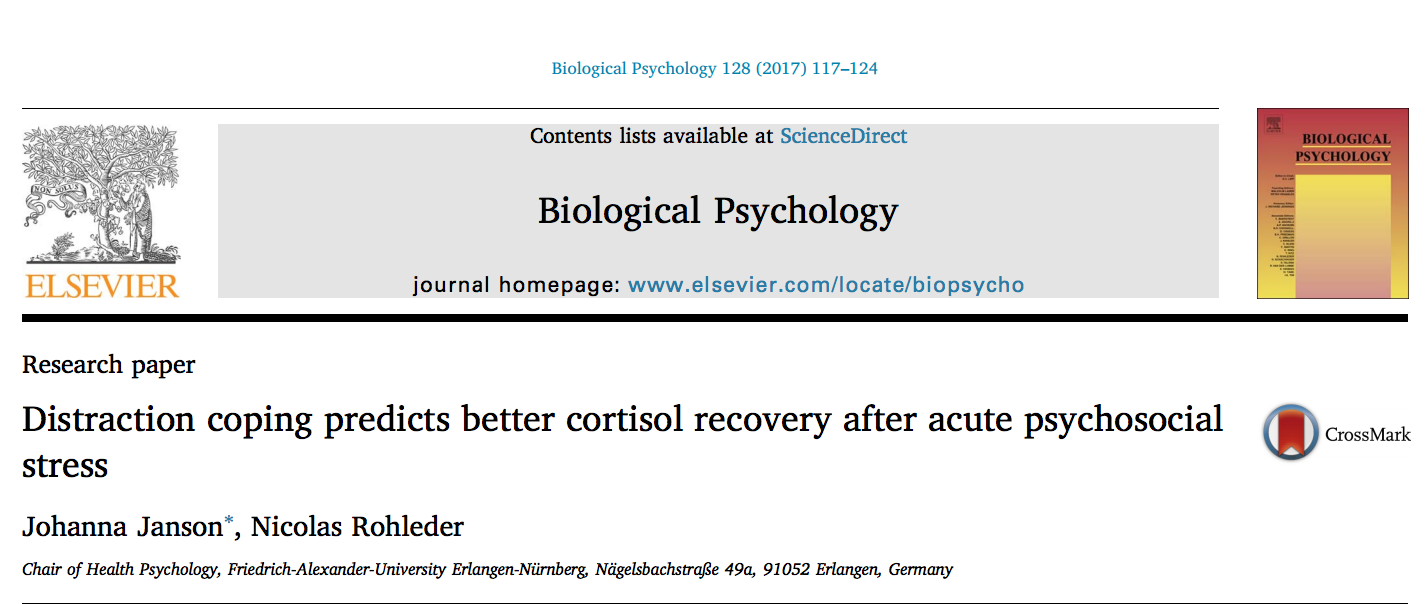 Towards entry "New Paper: Distraction coping predicts better cortisol recovery after acute psychosocial stress"